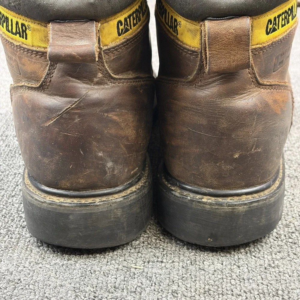 CATERPILLAR Work Boots Men's Sz US 13 M Safety Oil Water Resistant Brown Leather